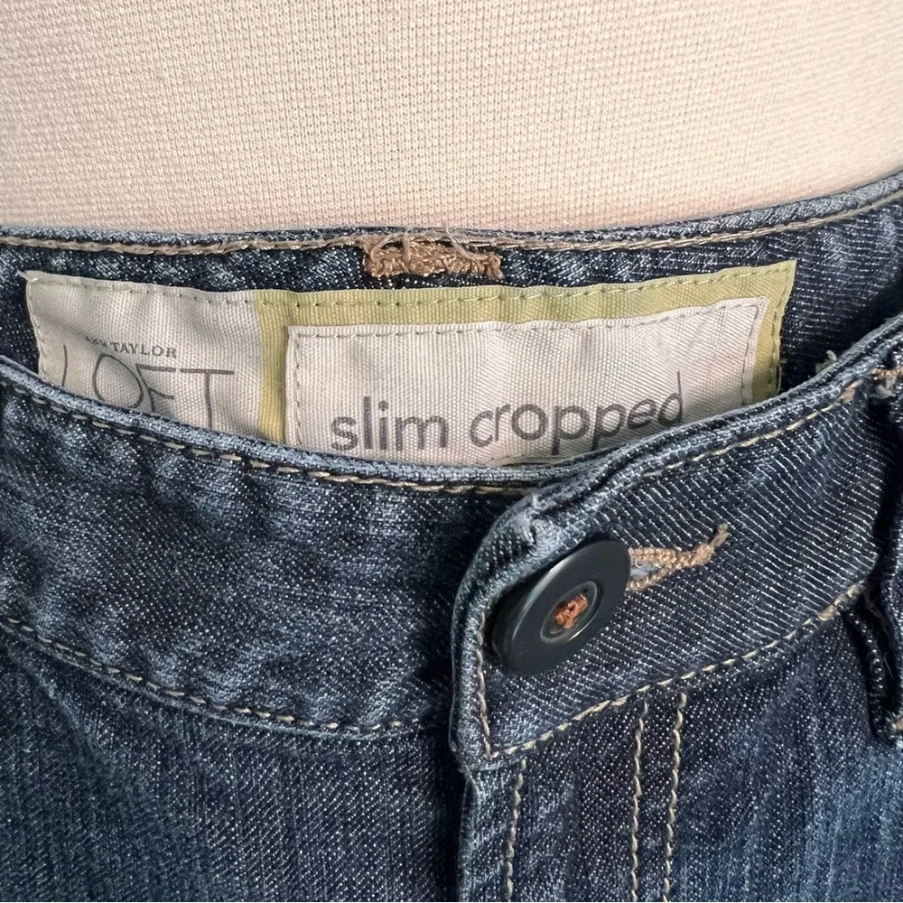 Ann Taylor Loft 6 Slim Cropped Dark Wash Blue Denim Jeans